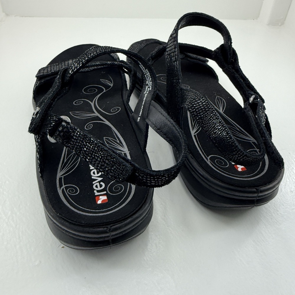 Revere Emerald Miami Women's US Size 10 Black Leather Arch Support Strap Sandals - Picture 7 of 10